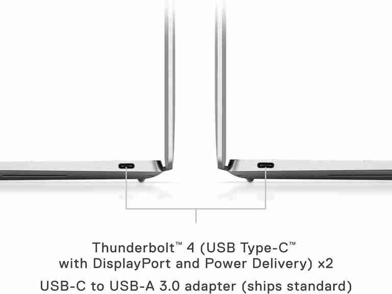DELL XPS 13 Plus 9320 i5 12 Core FHD+ side comparison